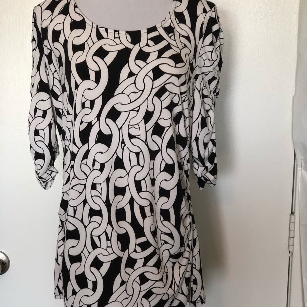 Alfani Black/White Chain Print Blouse